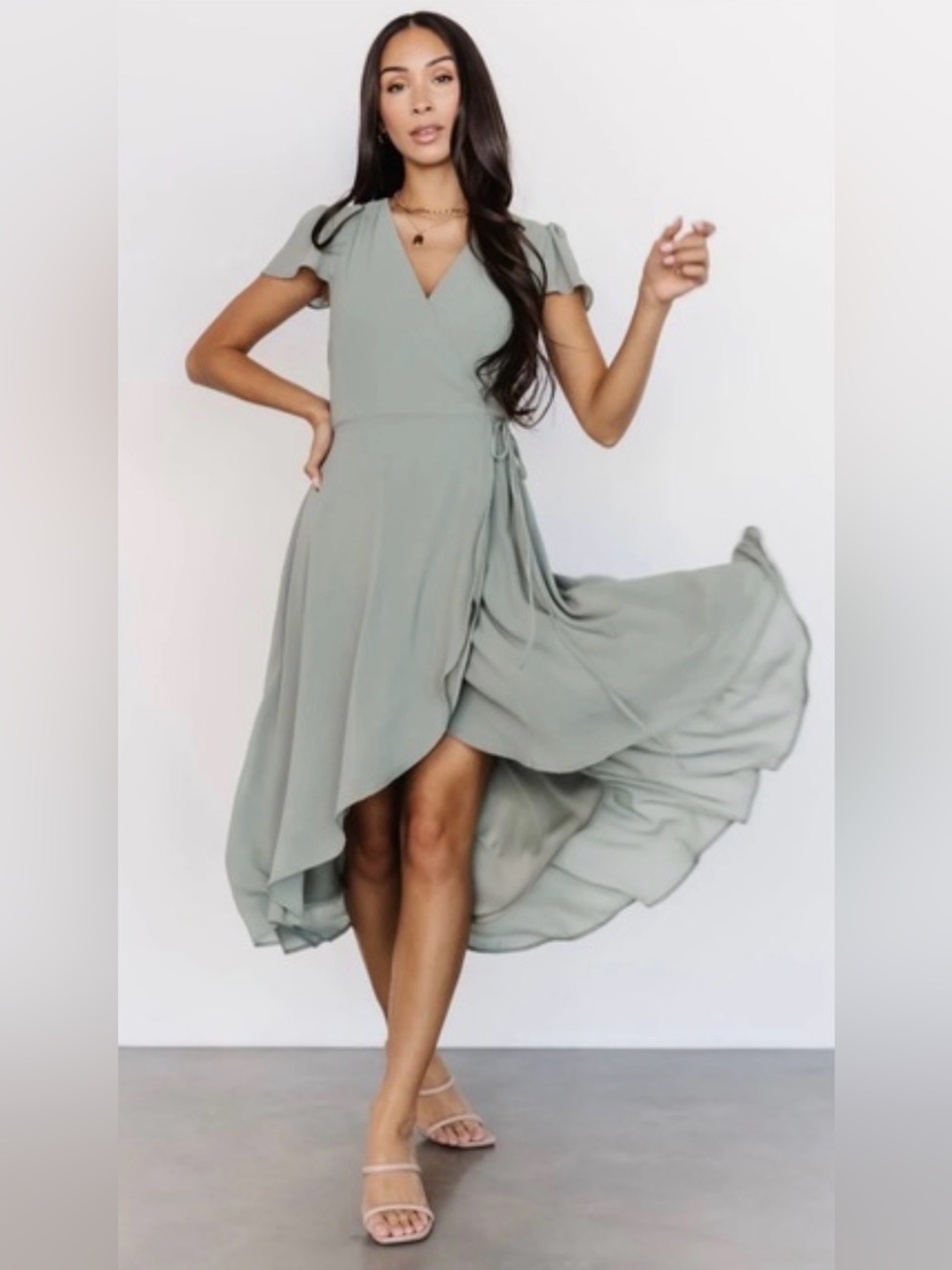 Baltic Born Bristol Midi Wrap Dress Sage Green